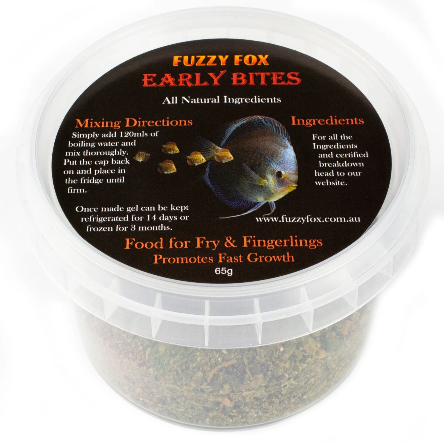 Fuzzy Fox Early Bites Fish Food For Fingerlings and Fry Gel Pre-mix